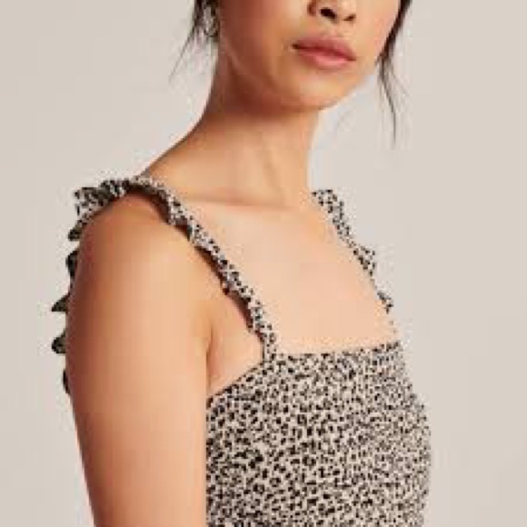 abercrombie smocked cheetah print dress F5 - Picture 5 of 8
